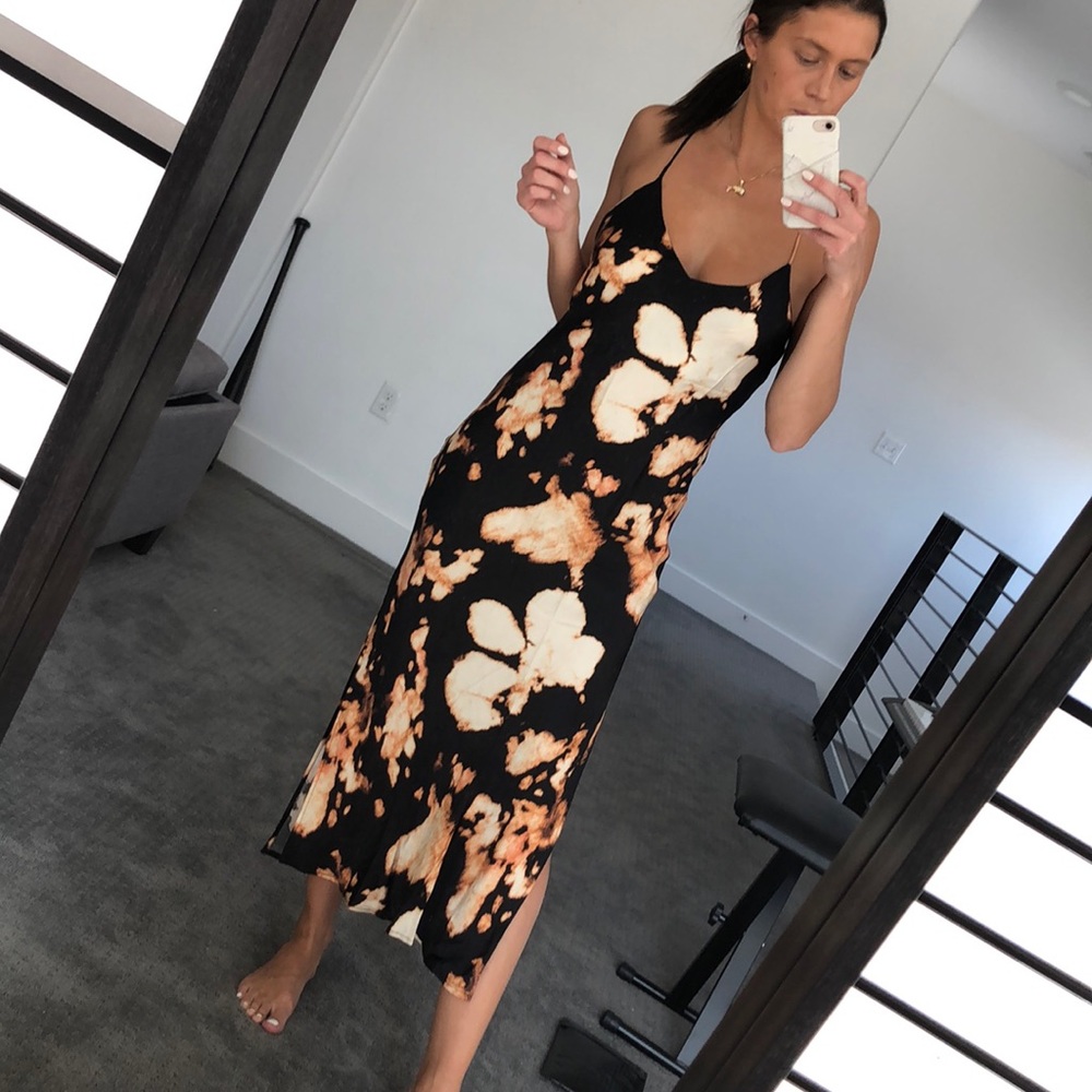 Topshop Black and Tan Floral Dress